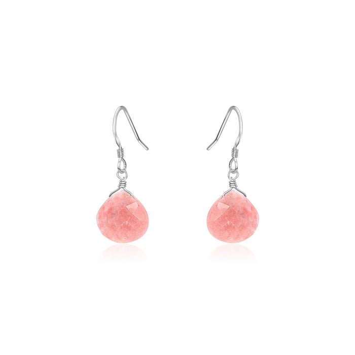 Pink Peruvian Opal Gemstone Teardrop Dangle Earrings - Pink Peruvian Opal Gemstone Teardrop Dangle Earrings - Sterling Silver - Luna Tide Handmade Crystal Jewellery