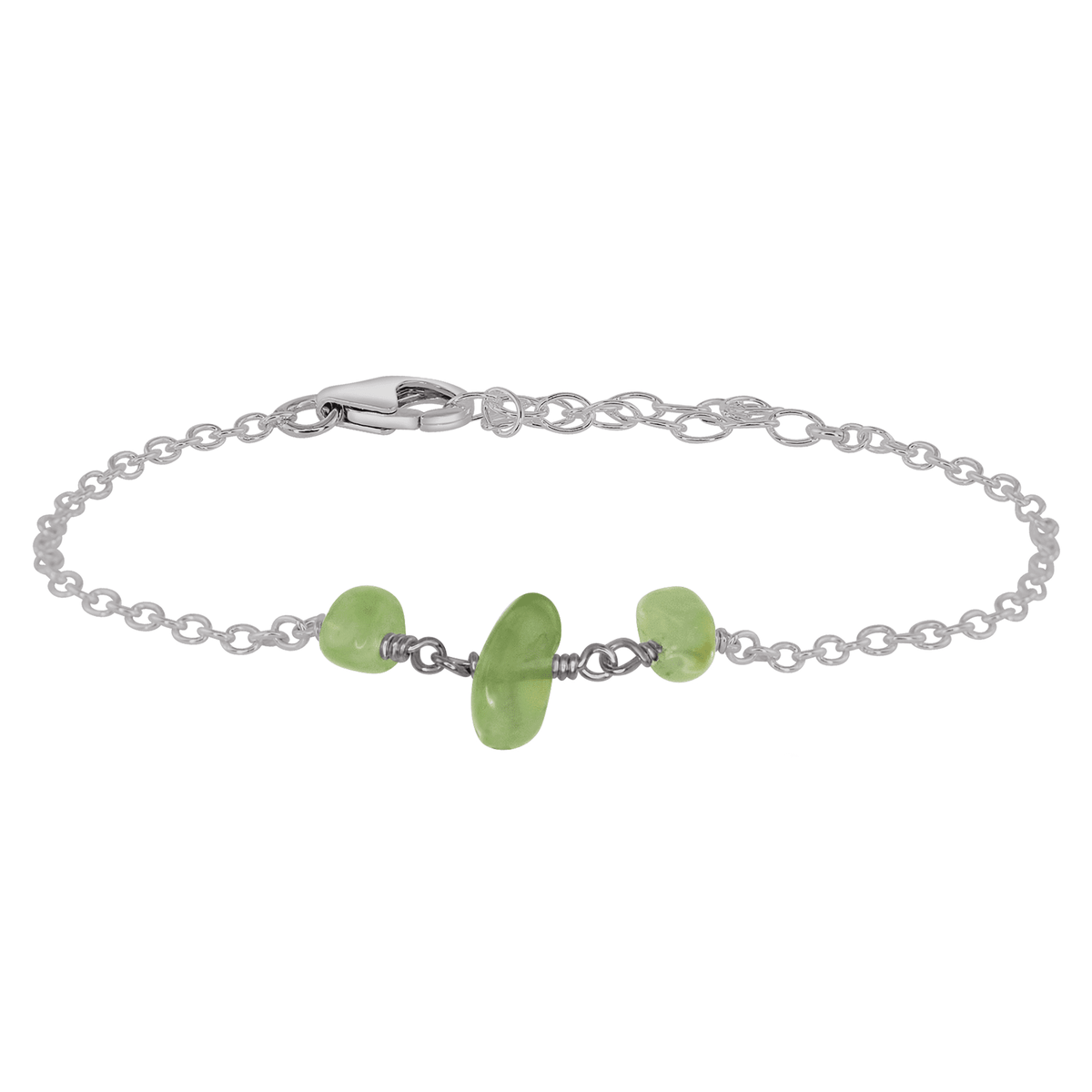 Beaded Chain Bracelet - Prehnite - Stainless Steel - Luna Tide Handmade Jewellery