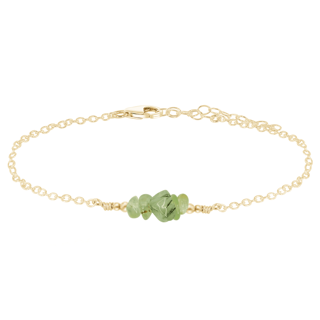 Prehnite Chip Bead Bar Anklet - Prehnite Chip Bead Bar Anklet - 14k Gold Fill - Luna Tide Handmade Crystal Jewellery