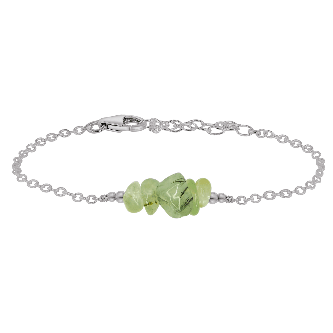 Prehnite Chip Bead Bar Bracelet - Prehnite Chip Bead Bar Bracelet - Stainless Steel - Luna Tide Handmade Crystal Jewellery
