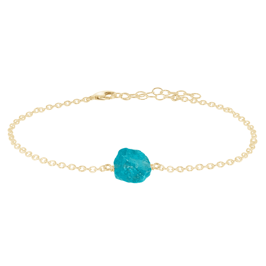 Raw Apatite Crystal Nugget Anklet - Raw Apatite Crystal Nugget Anklet - 14k Gold Fill - Luna Tide Handmade Crystal Jewellery