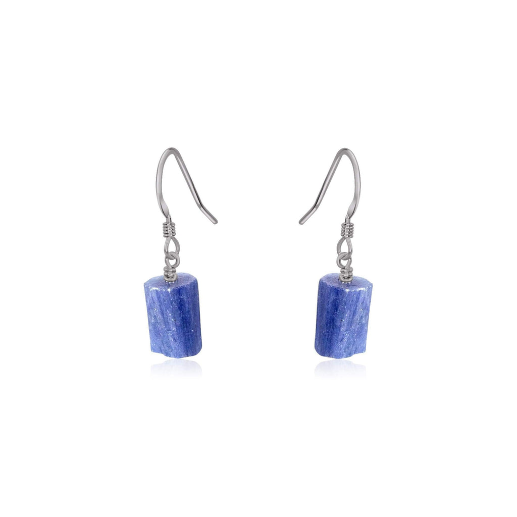Raw Blue Kyanite Crystal Dangle Drop Earrings - Raw Blue Kyanite Crystal Dangle Drop Earrings - Stainless Steel - Luna Tide Handmade Crystal Jewellery