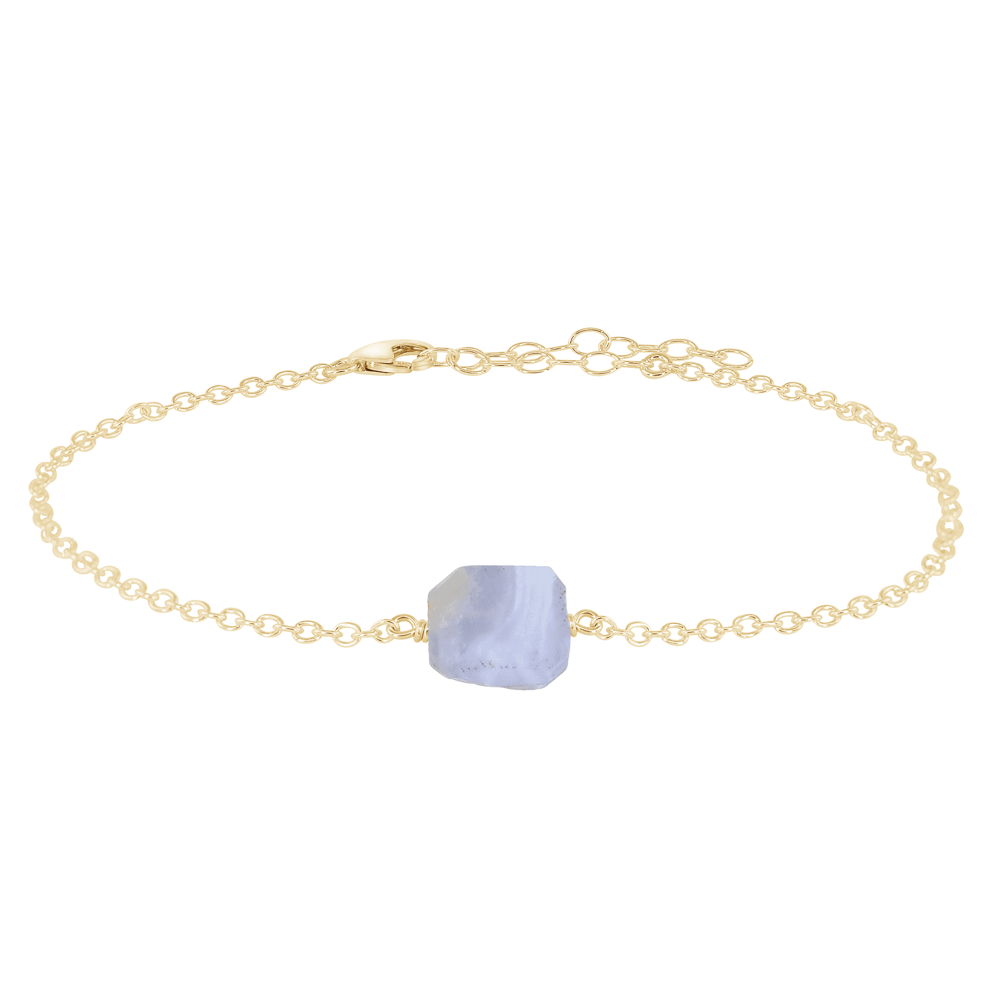 Raw Blue Lace Agate Crystal Nugget Anklet - Raw Blue Lace Agate Crystal Nugget Anklet - 14k Gold Fill - Luna Tide Handmade Crystal Jewellery