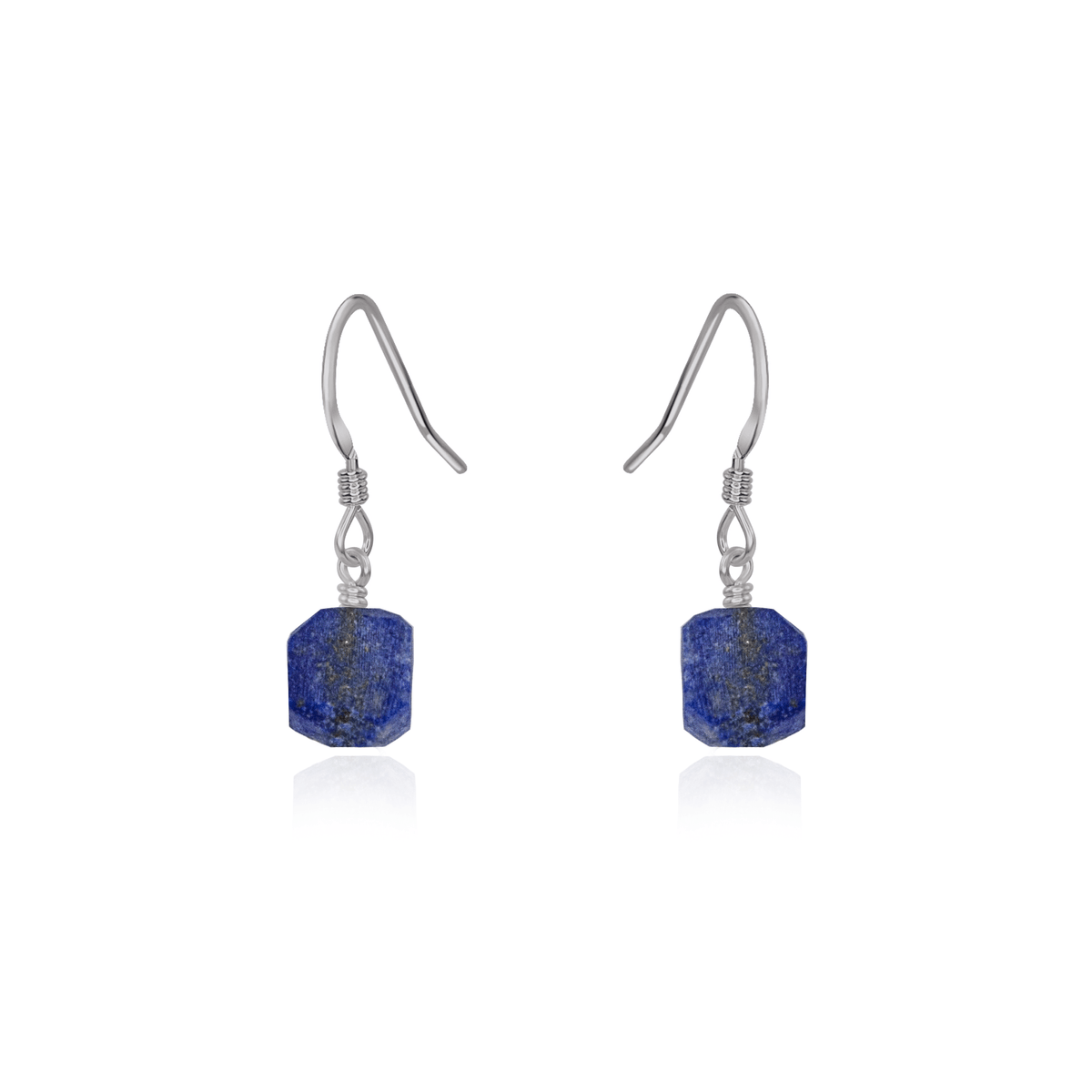 Raw Blue Lapis Lazuli Crystal Dangle Drop Earrings - Raw Blue Lapis Lazuli Crystal Dangle Drop Earrings - Stainless Steel - Luna Tide Handmade Crystal Jewellery