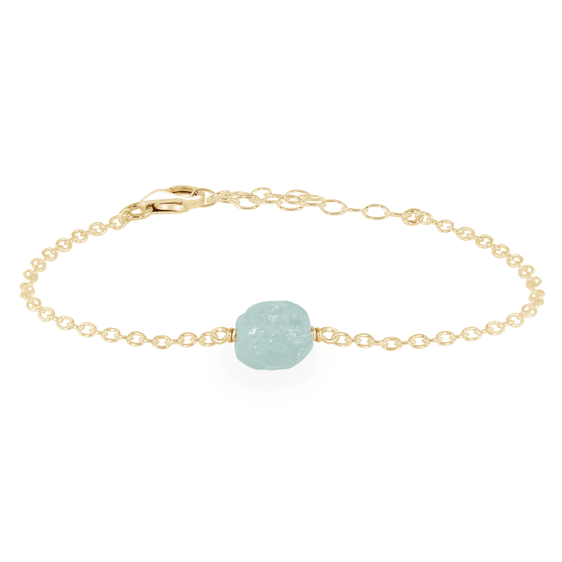 Raw Bracelet - Aquamarine - 14K Gold Fill - Luna Tide Handmade Jewellery