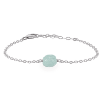 Raw Bracelet - Aquamarine - Stainless Steel - Luna Tide Handmade Jewellery