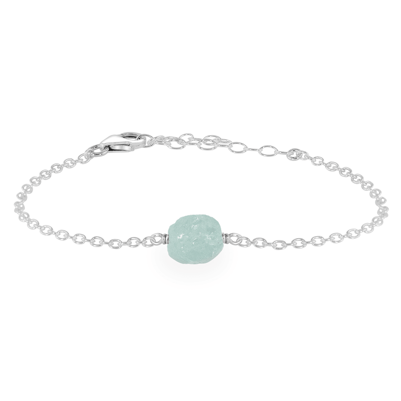 Raw Bracelet - Aquamarine - Sterling Silver - Luna Tide Handmade Jewellery