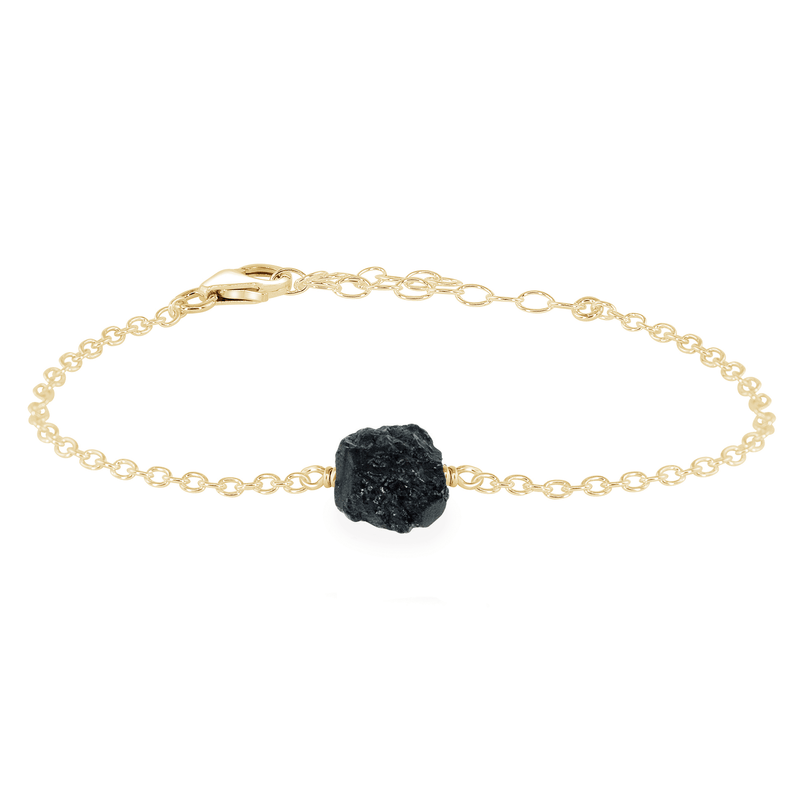 Raw Bracelet - Black Tourmaline - 14K Gold Fill - Luna Tide Handmade Jewellery
