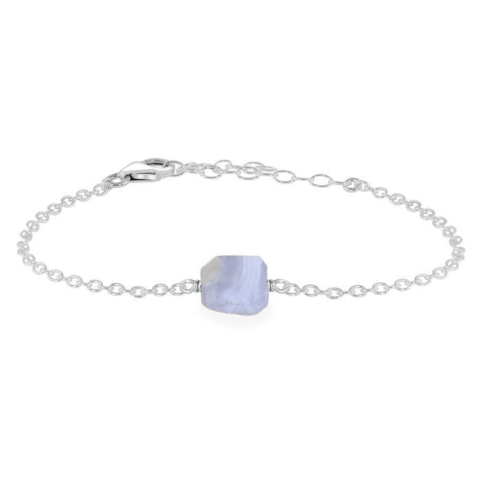 Raw Bracelet - Blue Lace Agate - Sterling Silver - Luna Tide Handmade Jewellery
