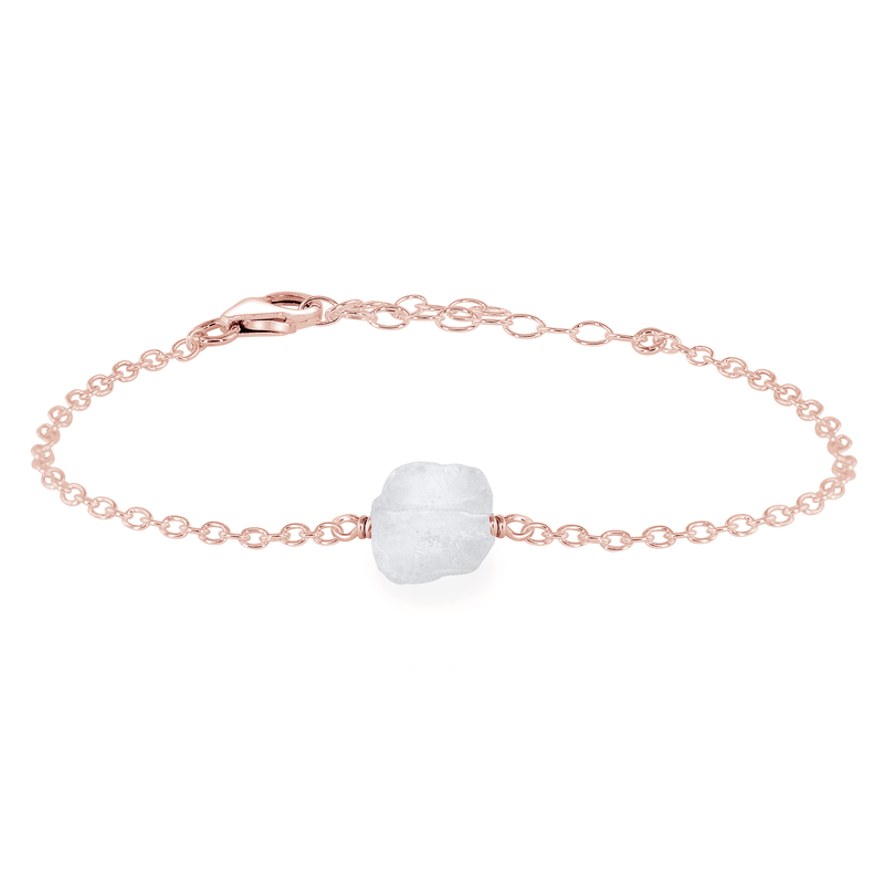 Raw Bracelet - Crystal Quartz - 14K Rose Gold Fill - Luna Tide Handmade Jewellery