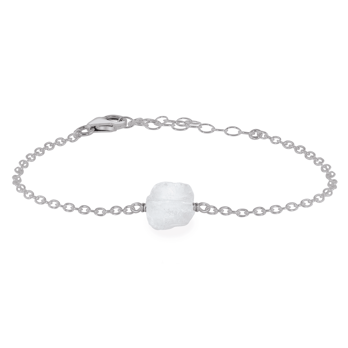 Raw Bracelet - Crystal Quartz - Stainless Steel - Luna Tide Handmade Jewellery