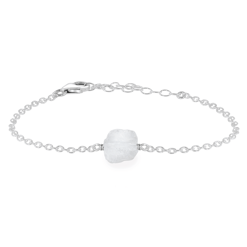 Raw Bracelet - Crystal Quartz - Sterling Silver - Luna Tide Handmade Jewellery