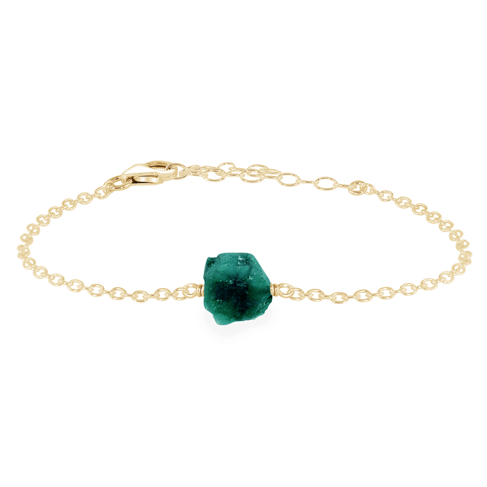 Raw Bracelet - Emerald - 14K Gold Fill - Luna Tide Handmade Jewellery
