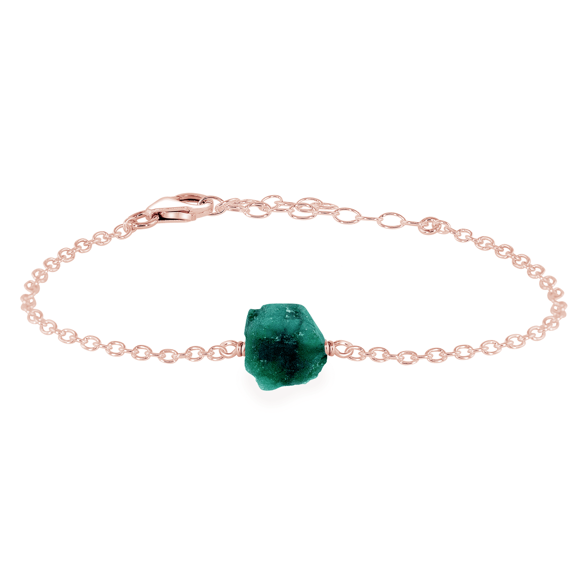 Raw Bracelet - Emerald - 14K Rose Gold Fill - Luna Tide Handmade Jewellery