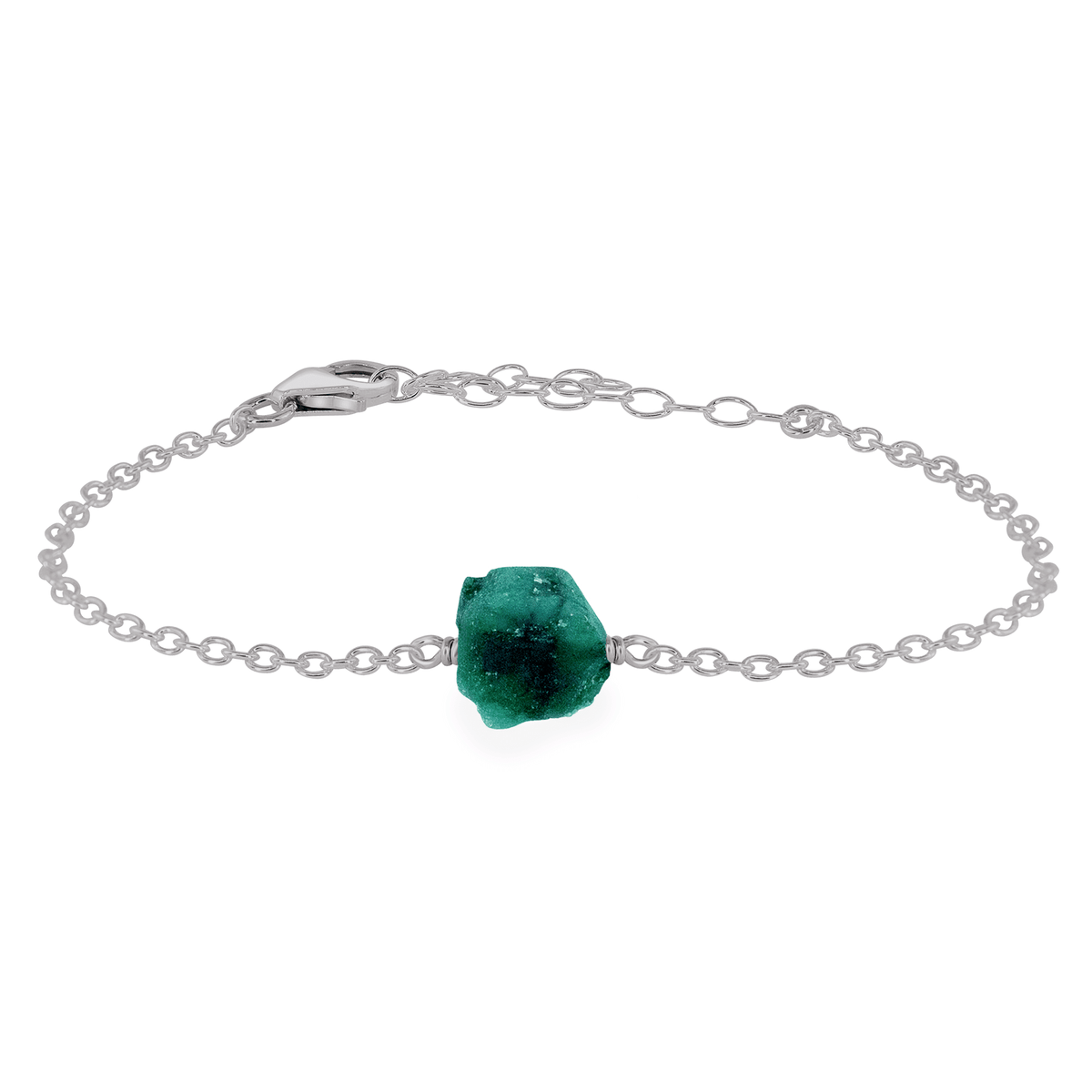 Raw Bracelet - Emerald - Stainless Steel - Luna Tide Handmade Jewellery