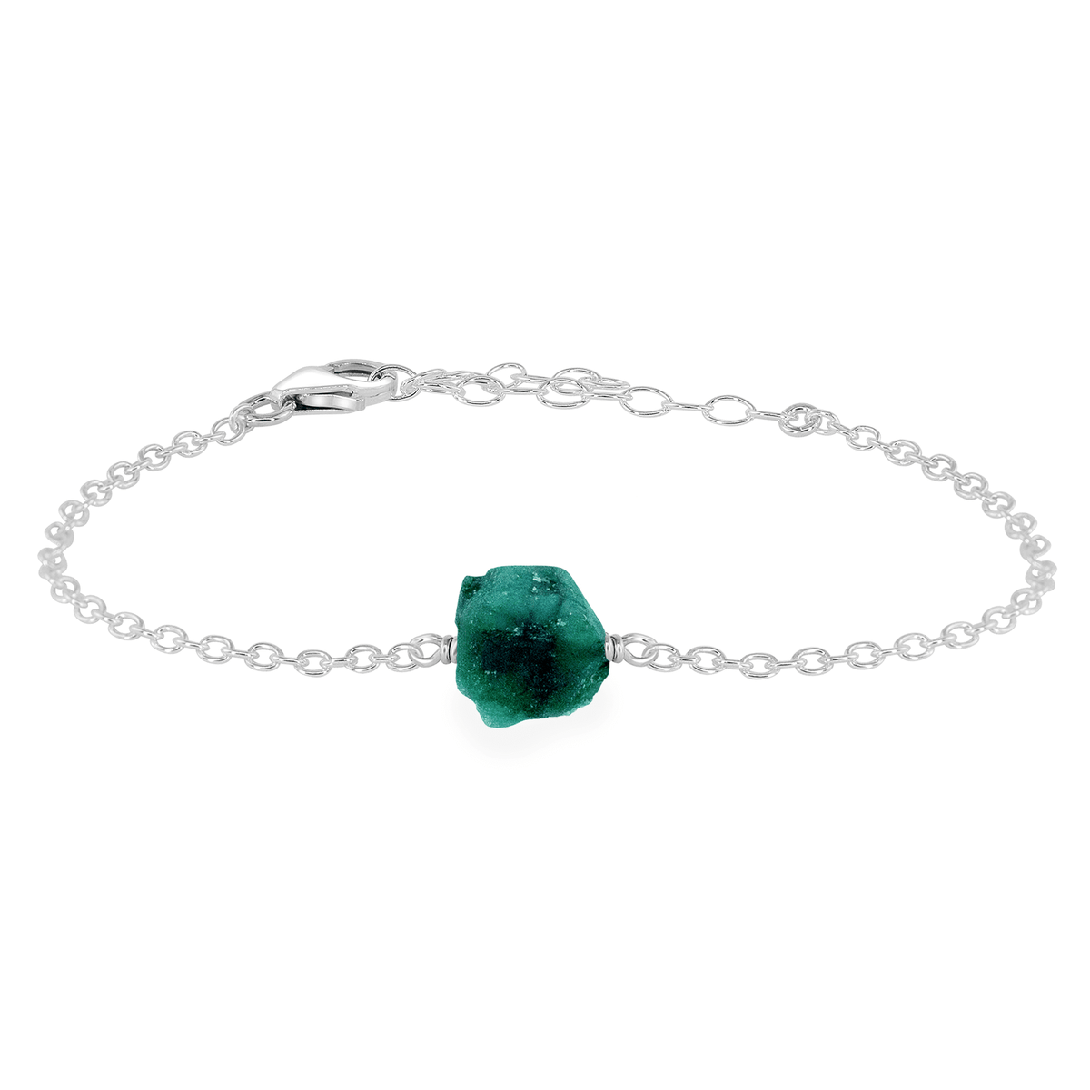 Raw Bracelet - Emerald - Sterling Silver - Luna Tide Handmade Jewellery