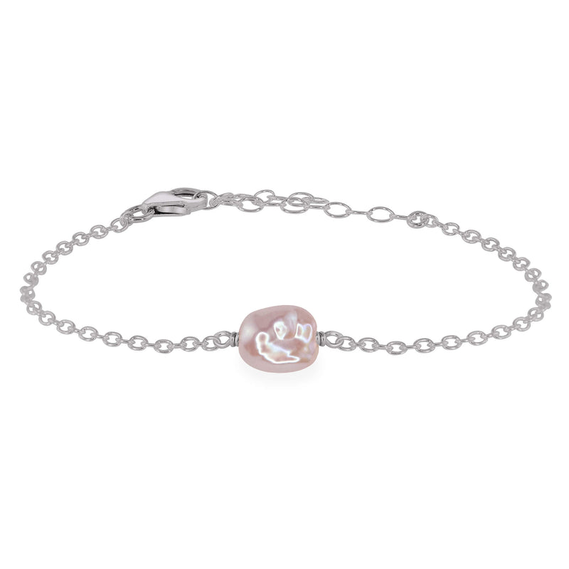 Raw Bracelet - Freshwater Pearl - Stainless Steel - Luna Tide Handmade Jewellery