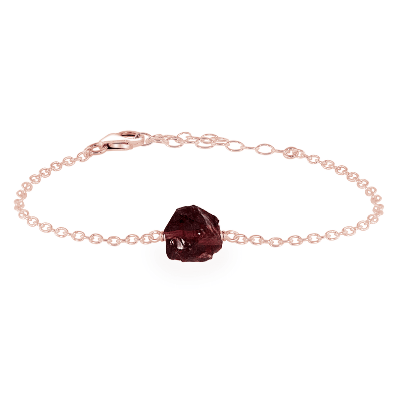 Raw Bracelet - Garnet - 14K Rose Gold Fill - Luna Tide Handmade Jewellery