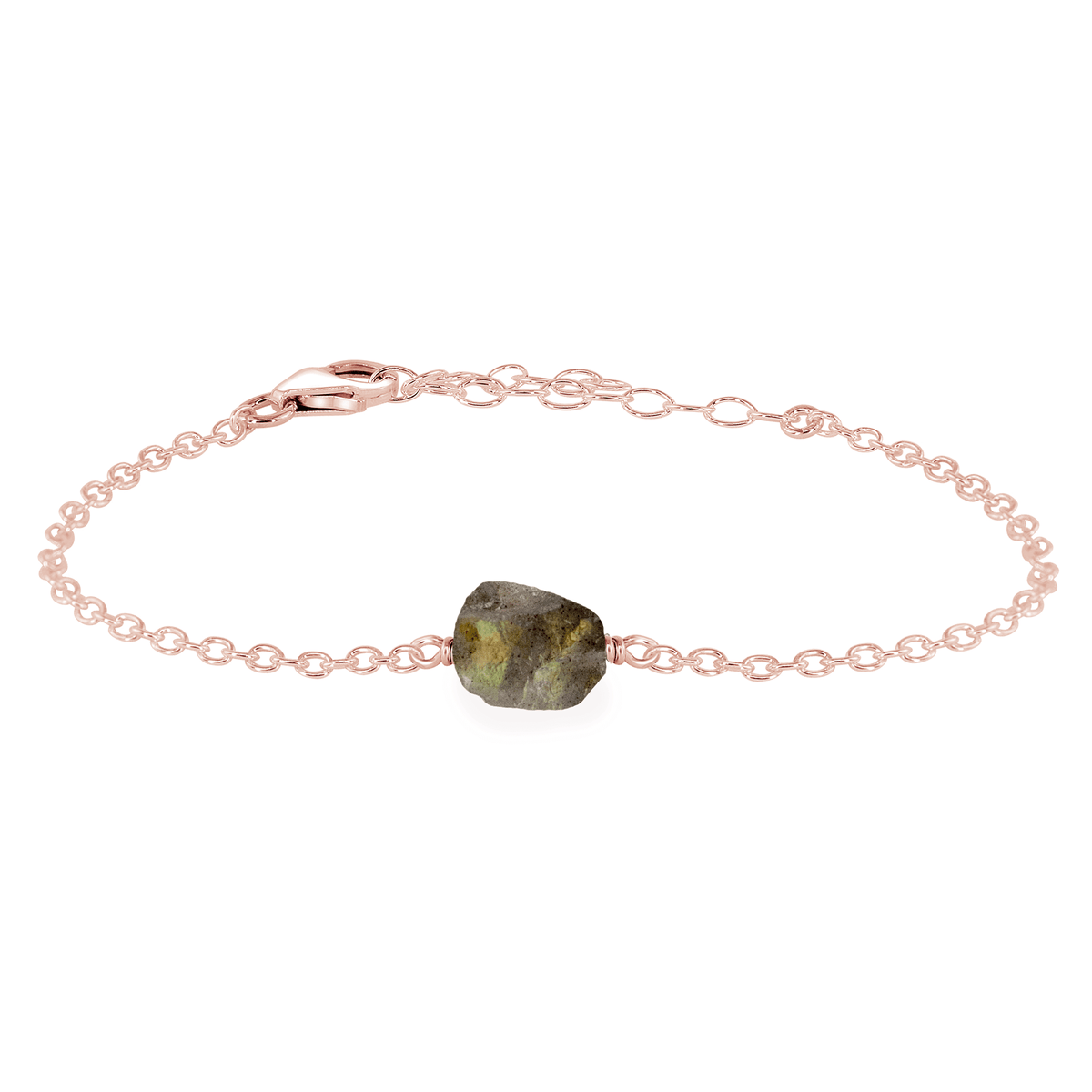Raw Bracelet - Labradorite - 14K Rose Gold Fill - Luna Tide Handmade Jewellery