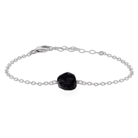 Raw Bracelet - Obsidian - Stainless Steel - Luna Tide Handmade Jewellery