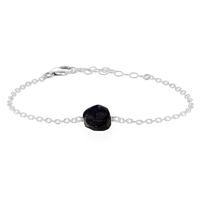 Raw Bracelet - Obsidian - Sterling Silver - Luna Tide Handmade Jewellery