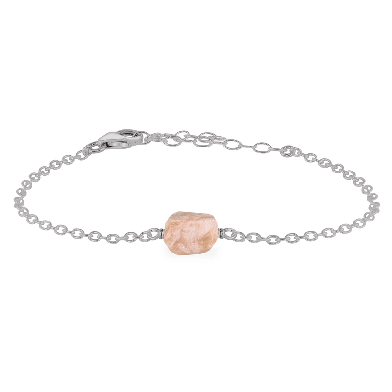 Raw Bracelet - Pink Peruvian Opal - Stainless Steel - Luna Tide Handmade Jewellery