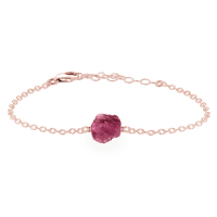 Raw Bracelet - Pink Tourmaline - 14K Rose Gold Fill - Luna Tide Handmade Jewellery