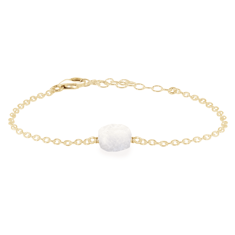 Raw Bracelet - Rainbow Moonstone - 14K Gold Fill - Luna Tide Handmade Jewellery