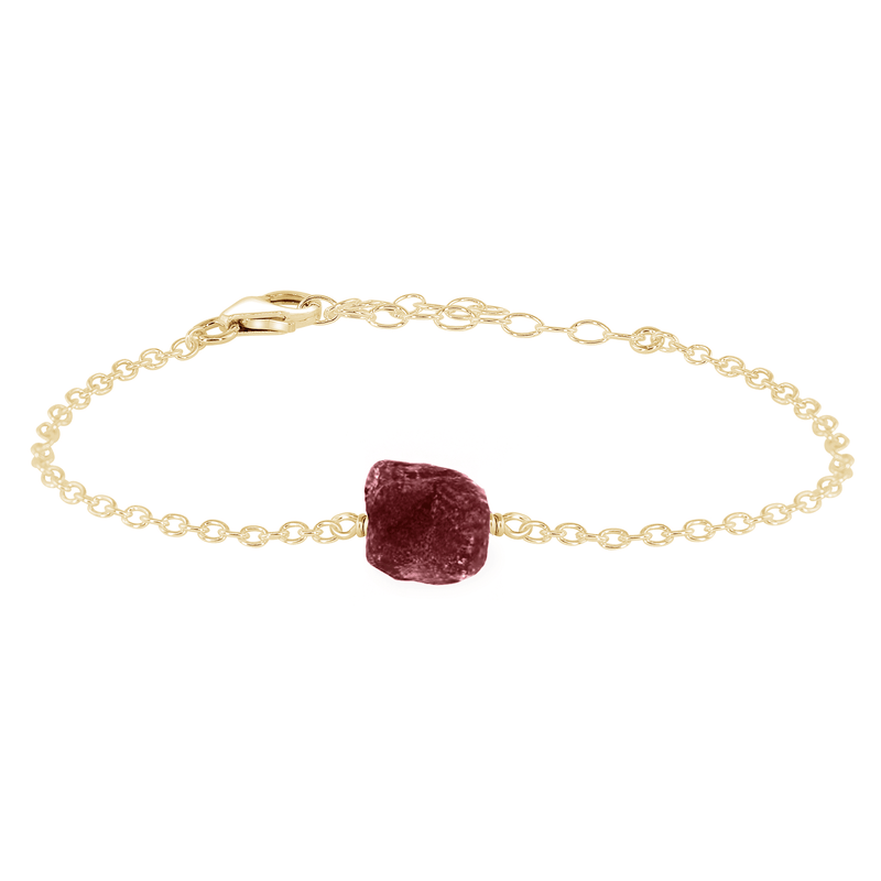 Raw Bracelet - Ruby - 14K Gold Fill - Luna Tide Handmade Jewellery