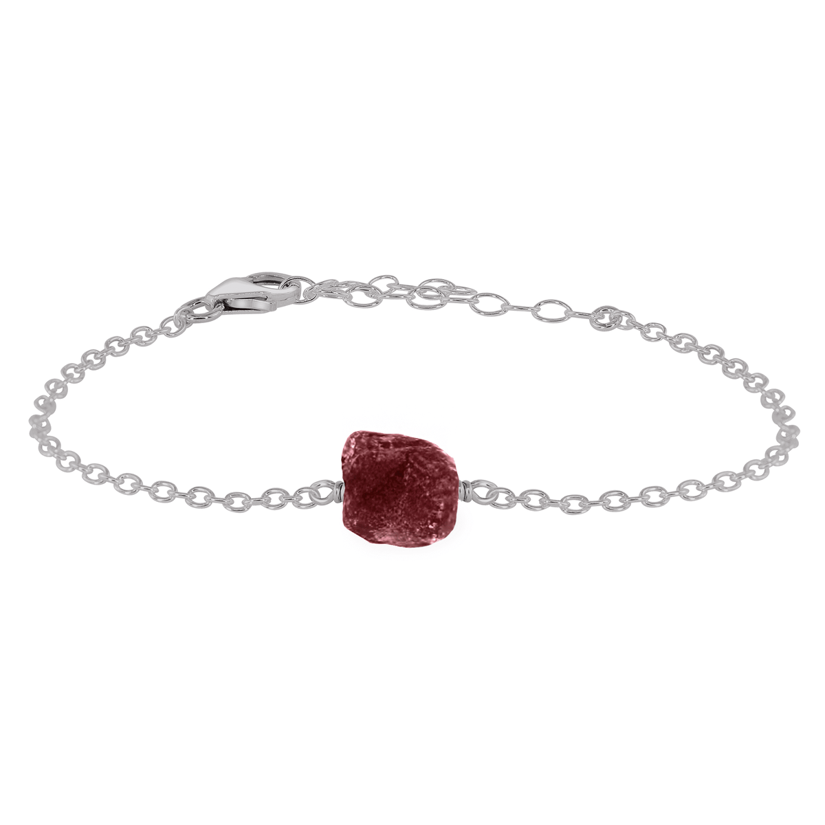 Raw Bracelet - Ruby - Stainless Steel - Luna Tide Handmade Jewellery