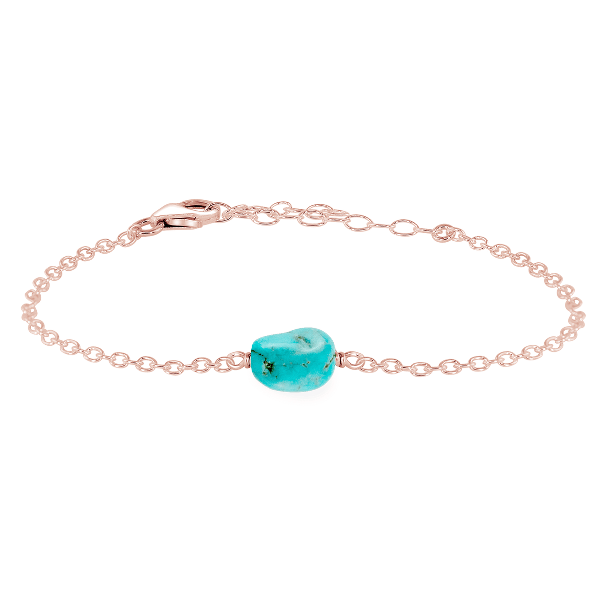 Raw Bracelet - Turquoise - 14K Rose Gold Fill - Luna Tide Handmade Jewellery