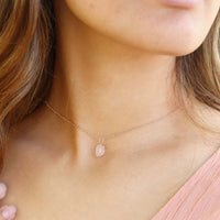 Raw Crystal Pendant Choker - Rose Quartz - 14K Rose Gold Fill - Luna Tide Handmade Jewellery
