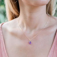 Raw Crystal Pendant Necklace - Amethyst - 14K Gold Fill - Luna Tide Handmade Jewellery