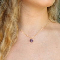 Raw Crystal Pendant Necklace - Amethyst - 14K Gold Fill Satellite - Luna Tide Handmade Jewellery