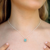 Raw Crystal Pendant Necklace - Apatite - Sterling Silver Satellite - Luna Tide Handmade Jewellery
