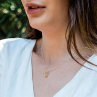 Raw Crystal Pendant Necklace - Citrine - Sterling Silver - Luna Tide Handmade Jewellery