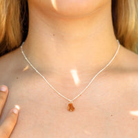 Raw Crystal Pendant Necklace - Citrine - Sterling Silver Satellite - Luna Tide Handmade Jewellery