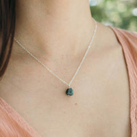 Raw Crystal Pendant Necklace - Emerald - Sterling Silver - Luna Tide Handmade Jewellery