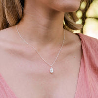Raw Crystal Pendant Necklace - Freshwater Pearl - Sterling Silver - Luna Tide Handmade Jewellery