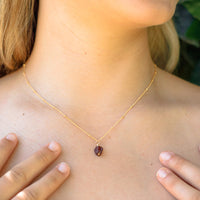 Raw Crystal Pendant Necklace - Garnet - 14K Gold Fill Satellite - Luna Tide Handmade Jewellery