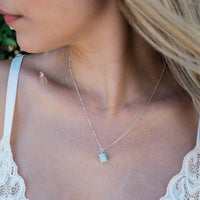 Raw Crystal Pendant Necklace - Larimar - Sterling Silver - Luna Tide Handmade Jewellery