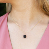 Raw Crystal Pendant Necklace - Obsidian - 14K Gold Fill - Luna Tide Handmade Jewellery