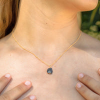 Raw Crystal Pendant Necklace - Obsidian - 14K Gold Fill Satellite - Luna Tide Handmade Jewellery
