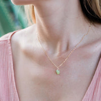Raw Crystal Pendant Necklace - Peridot - 14K Gold Fill - Luna Tide Handmade Jewellery