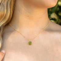 Raw Crystal Pendant Necklace - Peridot - 14K Gold Fill Satellite - Luna Tide Handmade Jewellery