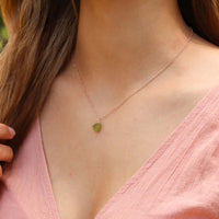 Raw Crystal Pendant Necklace - Peridot - 14K Rose Gold Fill - Luna Tide Handmade Jewellery