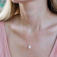 Raw Crystal Pendant Necklace - Rainbow Moonstone - 14K Gold Fill - Luna Tide Handmade Jewellery