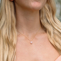 Raw Crystal Pendant Necklace - Rose Quartz - 14K Gold Fill - Luna Tide Handmade Jewellery