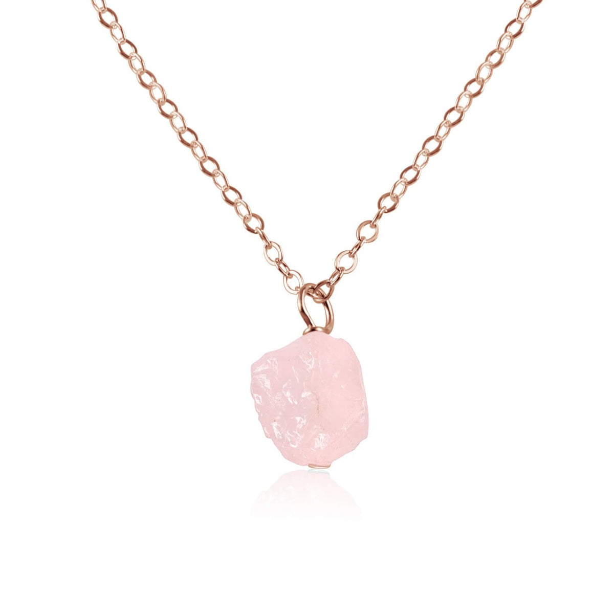 Raw Crystal Pendant Necklace - Rose Quartz - 14K Rose Gold Fill - Luna Tide Handmade Jewellery
