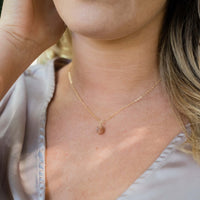 Raw Crystal Pendant Necklace - Sunstone - 14K Gold Fill - Luna Tide Handmade Jewellery